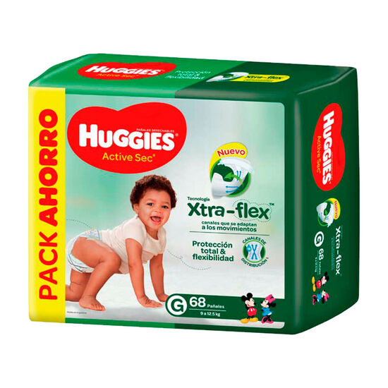 PAÑAL HUGGIES ACTIVE SEC Xtra Flex G x68
